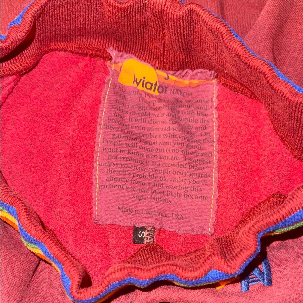 Aviator Nation Burgundy Sweatsuit set with Rainbow Accents - Picture 4 of 8